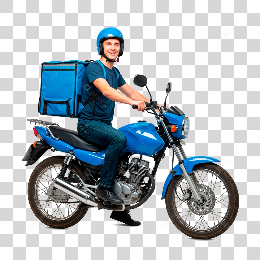 Homem de Moto Entregador PNG Transparente