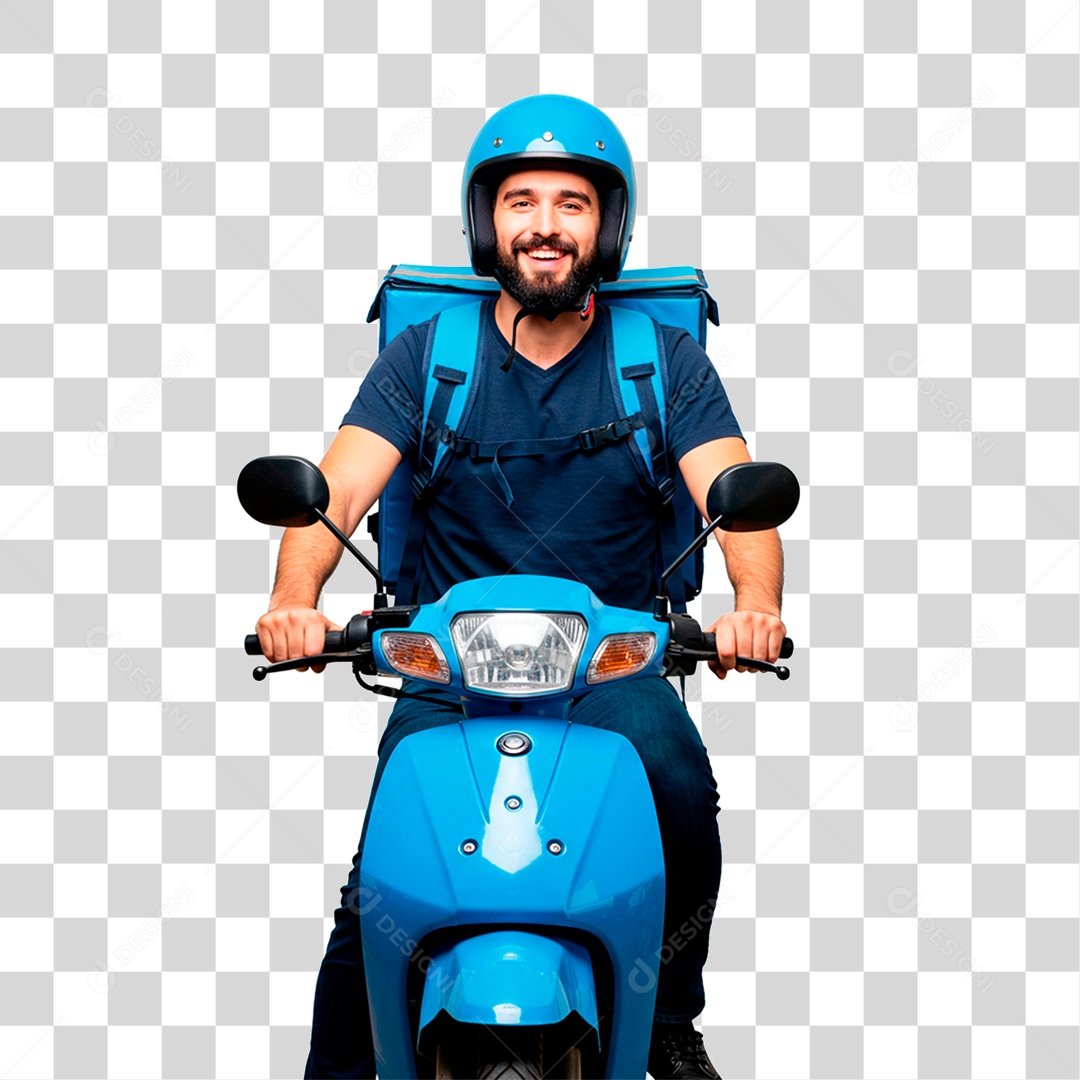 Homem de Moto Entregador PNG Transparente
