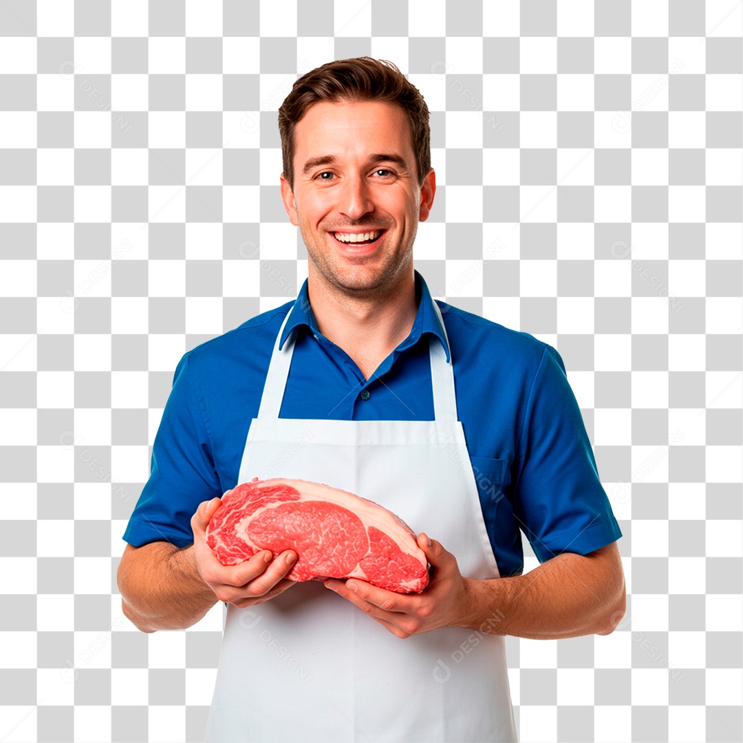 Homem Segurando Pedaço de Carne PNG Transparente