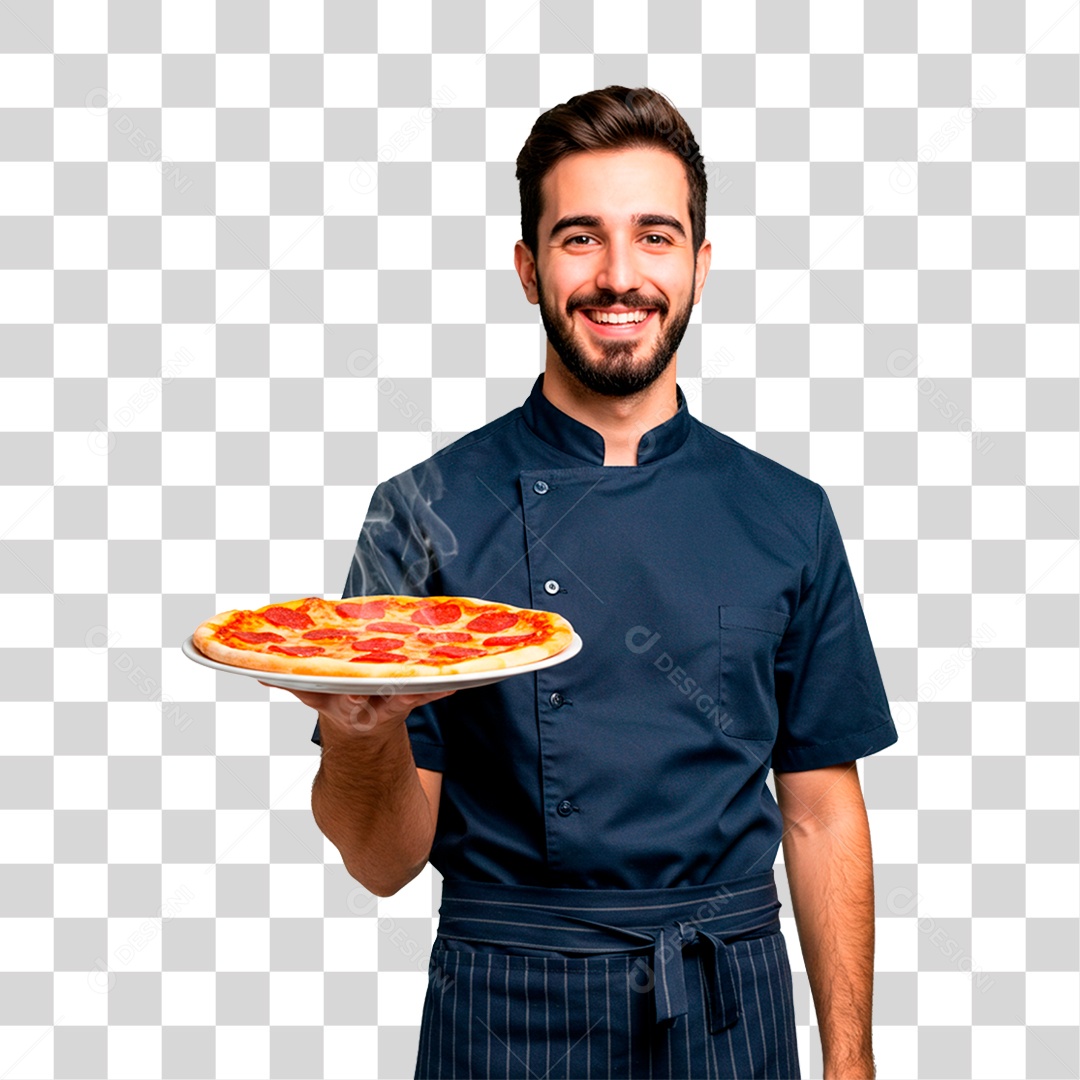 Man with Pizza Tray Transparent PNG