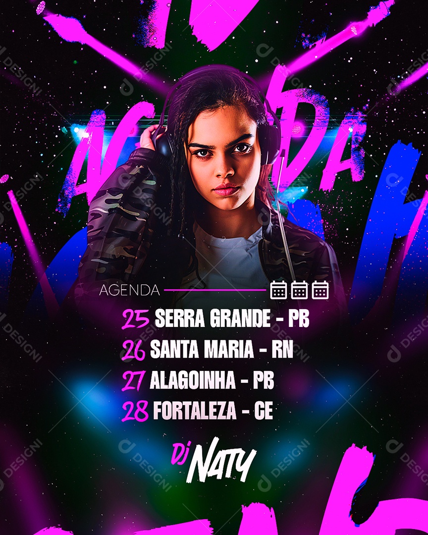 Flyer DJ Naty Social Media PSD Editável