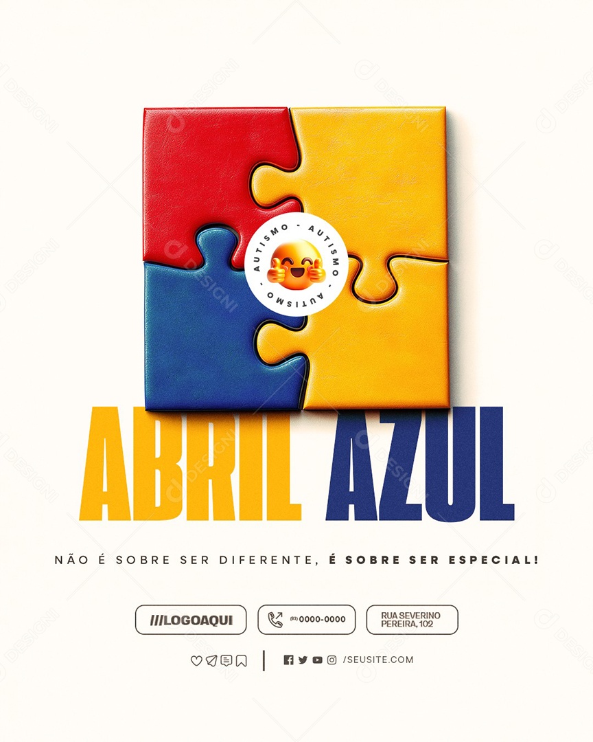 Abril Azul Não é Sobre Ser Diferente Social Media PSD Editável