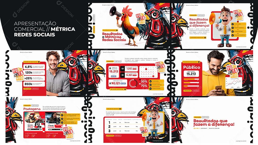 Apresentação Comercial Métrica Redes Sociais PSD Editável