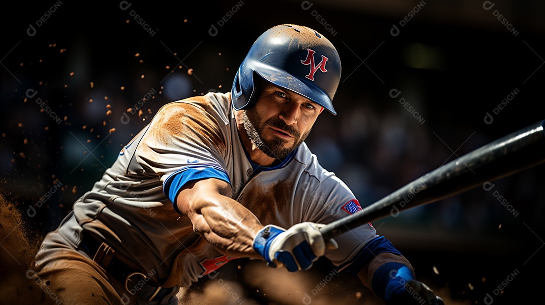 Jogador beisebol em ação em campo