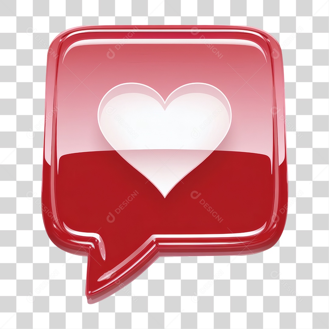 Balão Vermelho com Coração PNG Transparente