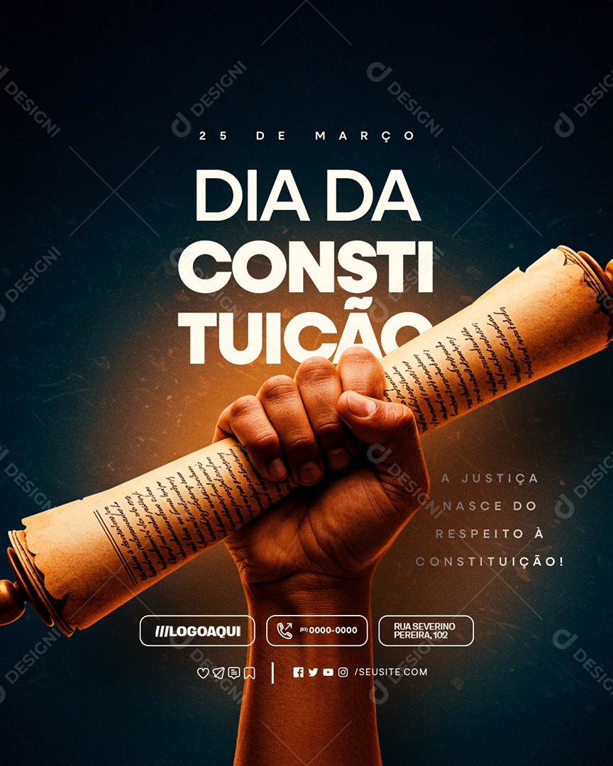 Dia da Constituição 25 de Março A Justiça Nasce do Respeito Social Media PSD Editável