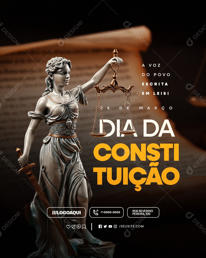 Dia da Constituição 25 de Março Social Media PSD Editável