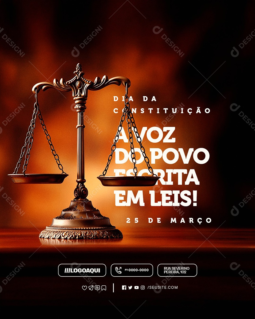 Dia da Constituição 25 de Março A Voz do Povo Escrita em Leis Social Media PSD Editável