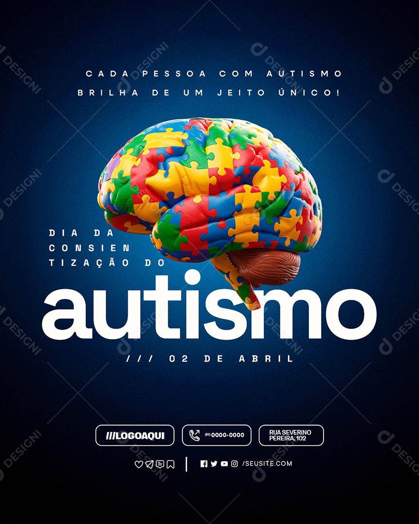 Dia da Conscientização do Autismo 02 de Abril Social Media PSD Editável
