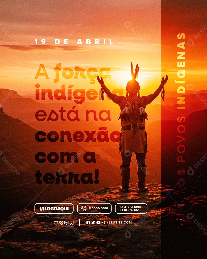 Dia dos Povos Indígenas 19 de Abril A Força Indígena Social Media PSD Editável