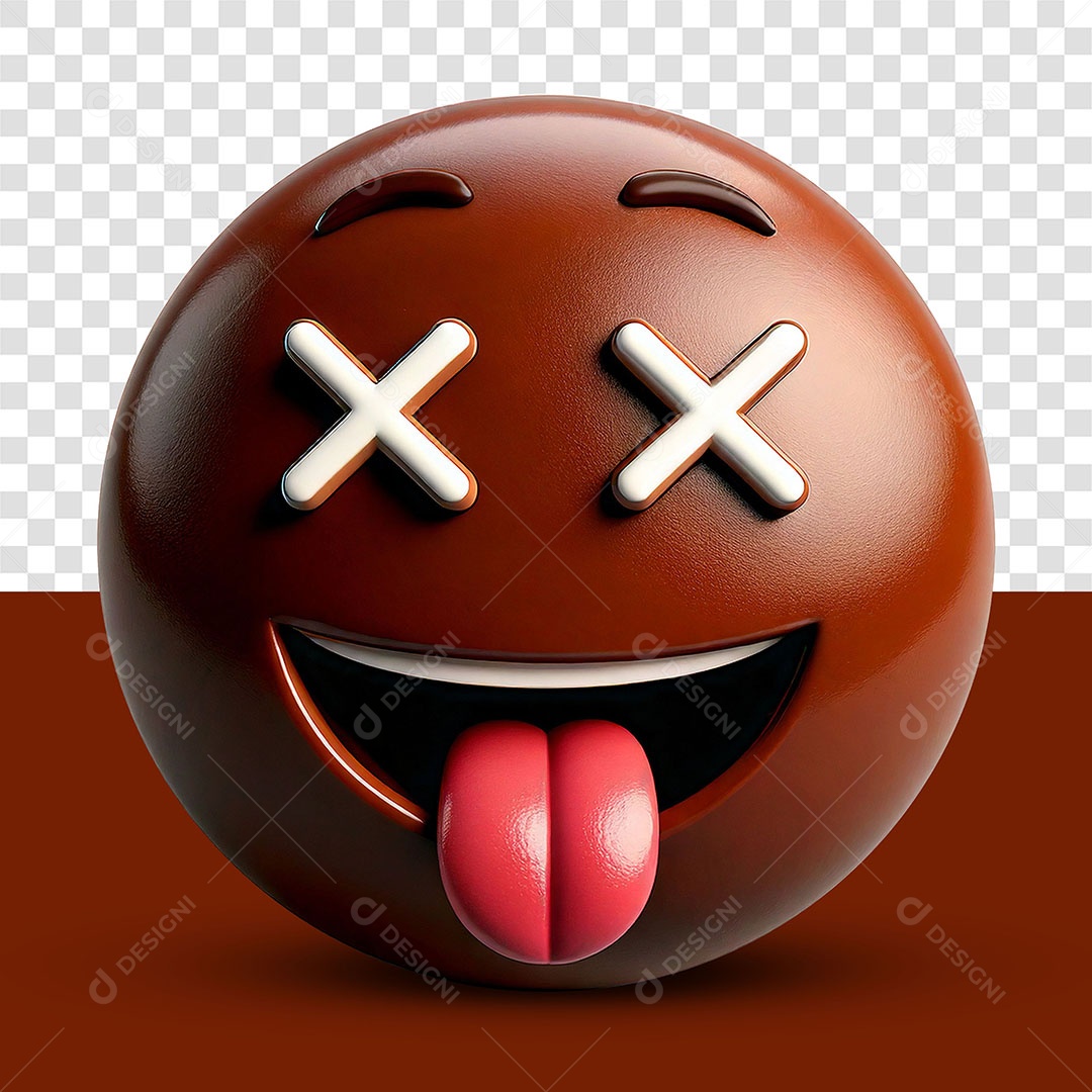 Bola De Chocolate Com Língua Para Fora 3D Para Composição PSD