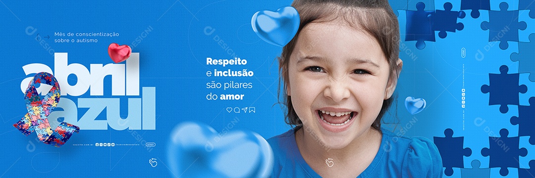 Carrossel Abril Azul Respeito e Inclusão São Pilares do Amor Social Media PSD Editável
