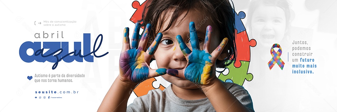 Carrossel Abril Azul Mês de Conscientização Sobre o Autismo Social Media PSD Editável