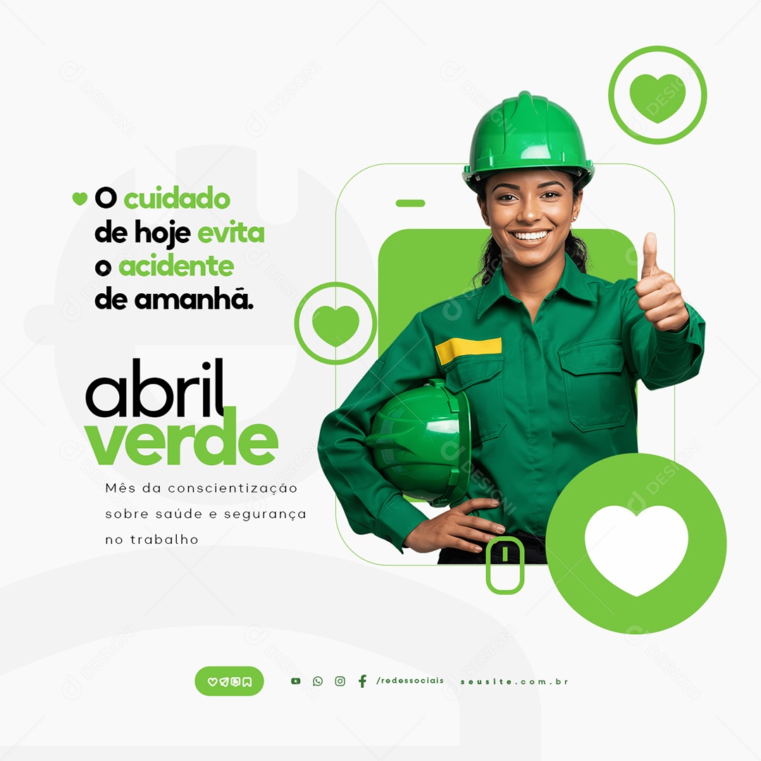 Abril Verde O Cuidado de Hoje Evita o Acidente de Amanhã Social Media PSD Editável