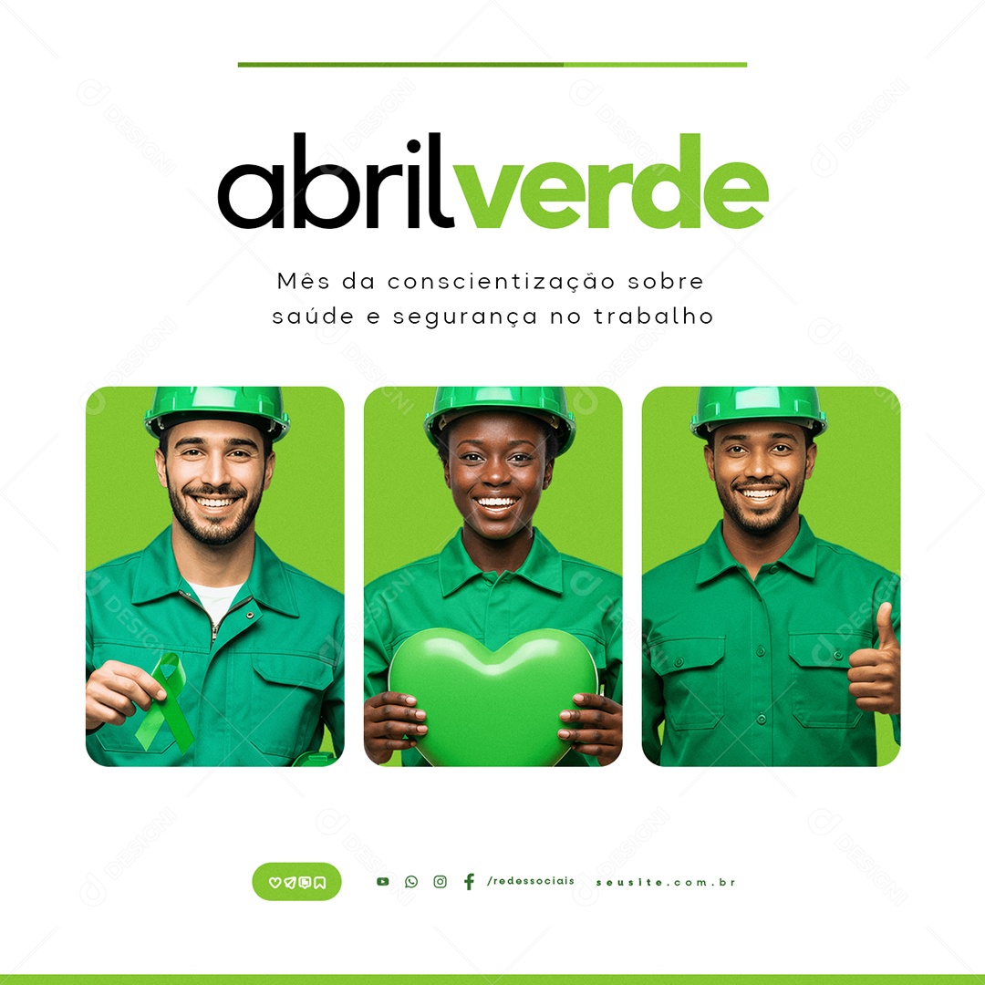 Abril Verde Mês da Conscientização Sobre Saúde e Segurança Social Media PSD Editável
