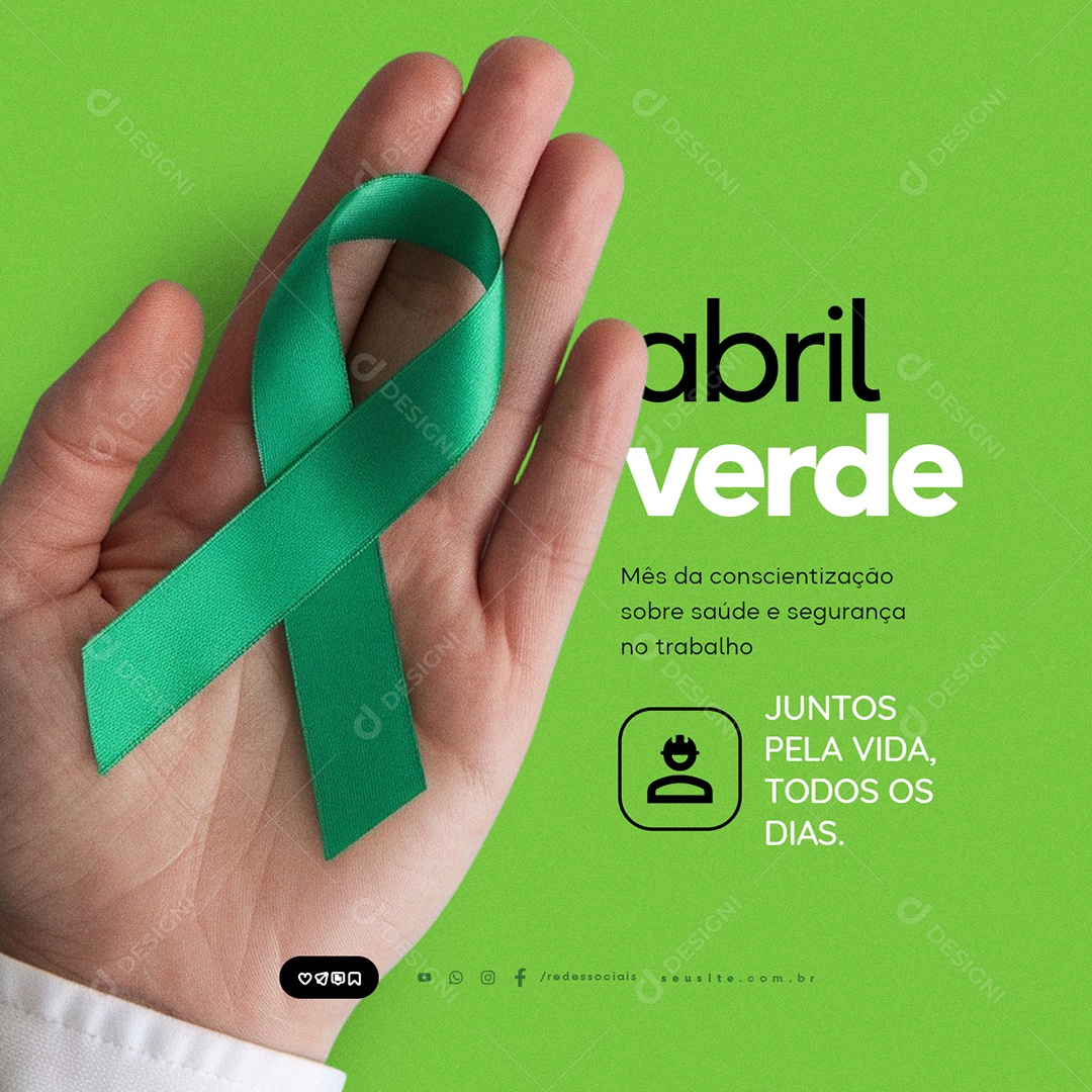 Abril Verde Mês da Conscientização Sobre Saúde e Segurança no Trabalho Social Media PSD Editável