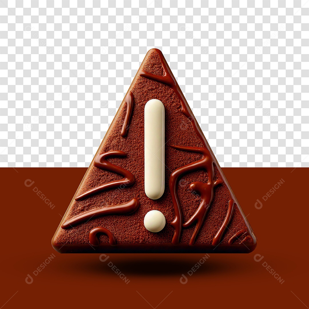Triângulo Exclamação De Chocolate 3D Para Composição PSD