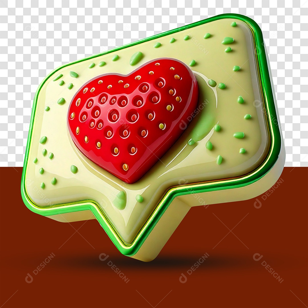 Caixa de Diálogo de Chocolate 3D com Coração PSD