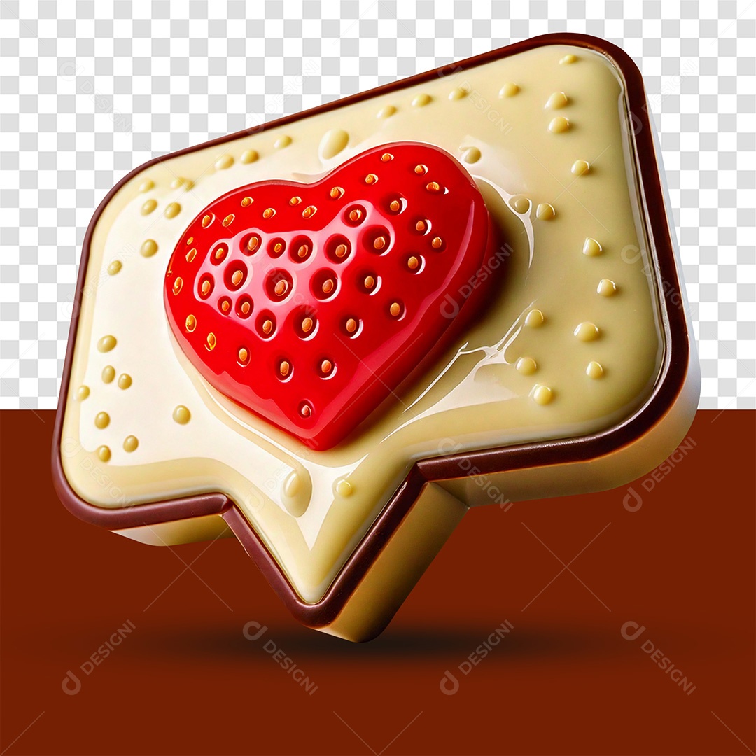 Caixa de Diálogo de Chocolate 3D com Coração PSD