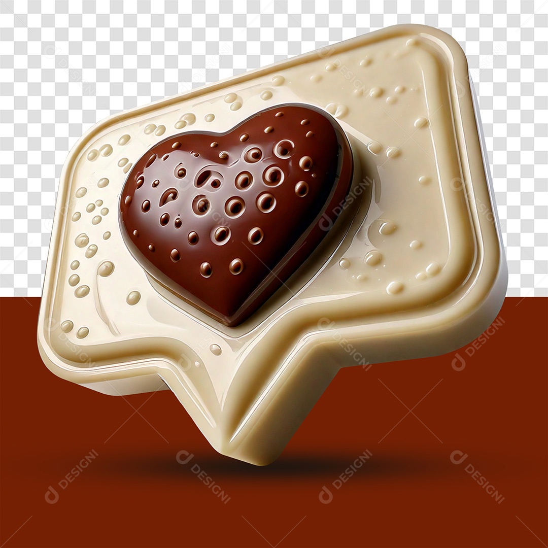 Caixa de Diálogo de Chocolate 3D com Coração PSD