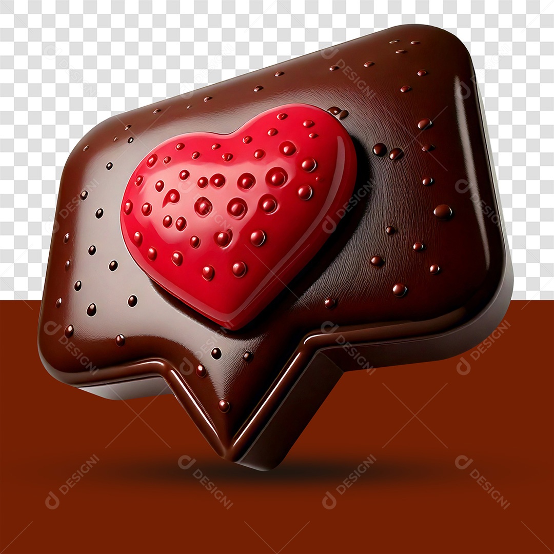 Caixa de Diálogo de Chocolate 3D com Coração PSD