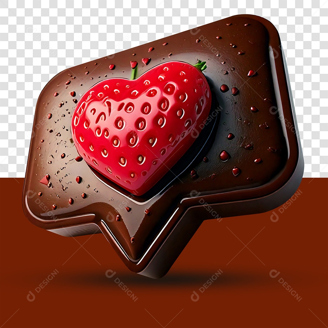 Caixa de Diálogo de Chocolate 3D com Coração PSD
