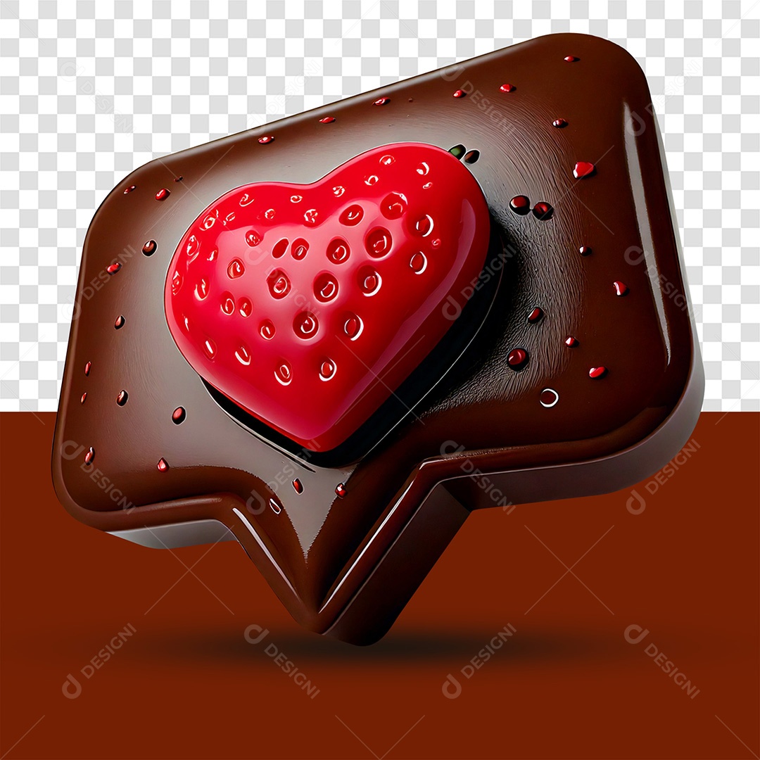 Caixa de Diálogo de Chocolate 3D com Coração PSD