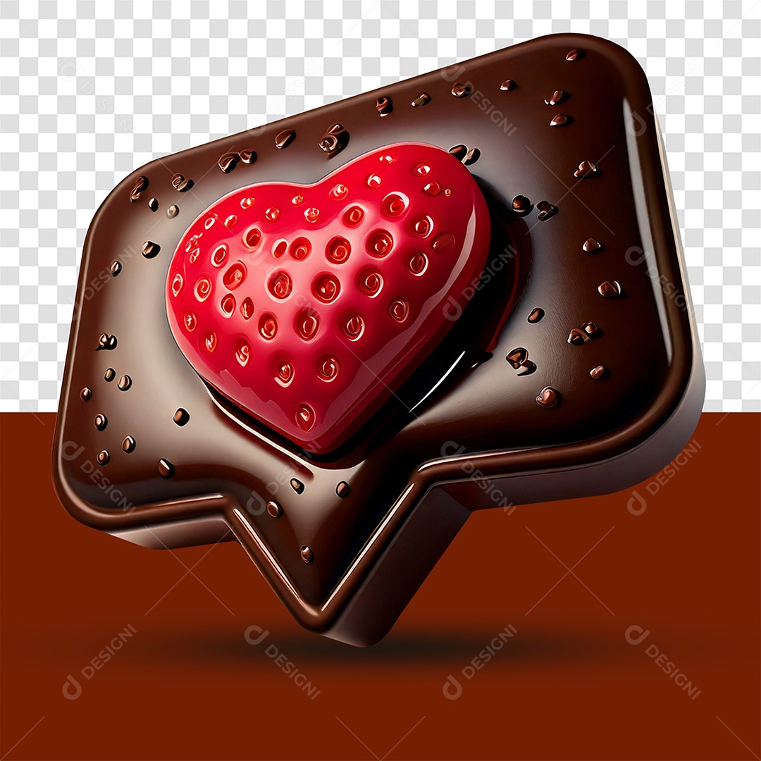 Caixa de Diálogo de Chocolate 3D com Coração PSD