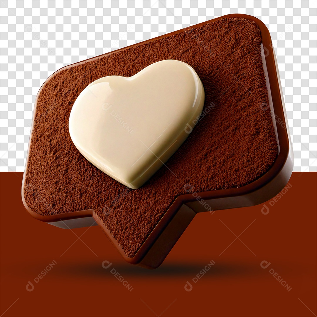 Caixa de Diálogo de Chocolate 3D com Coração PSD