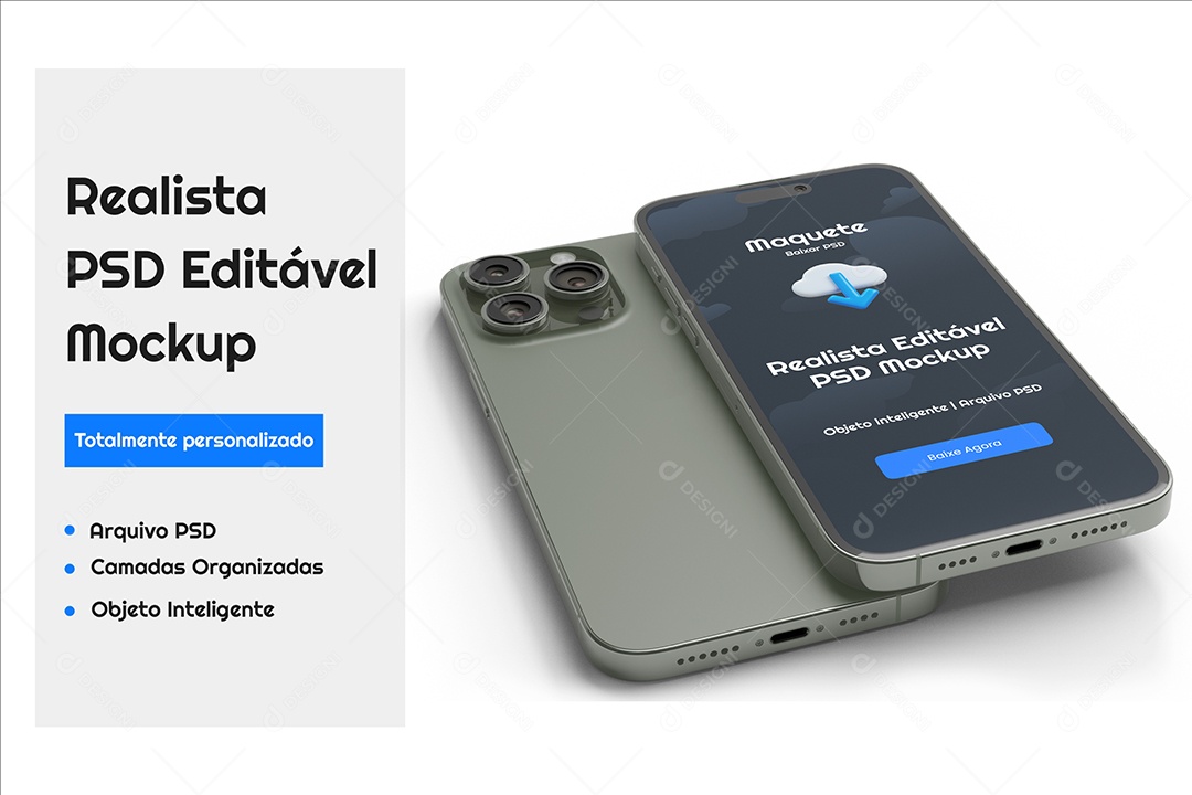 Maquete de iPhones Mockup PSD Editável