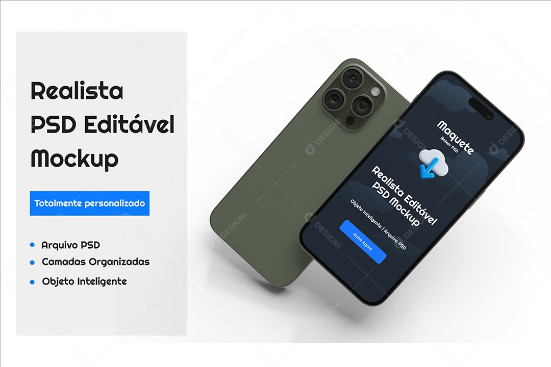 Maquete de iPhones Mockup PSD Editável