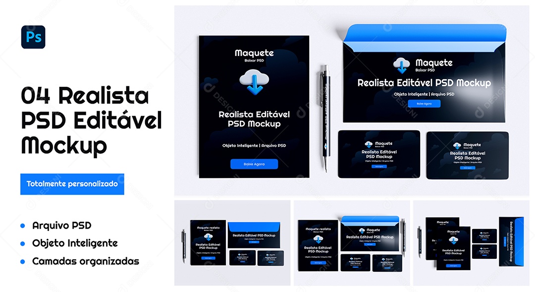 Papelaria Mockup PSD Editável