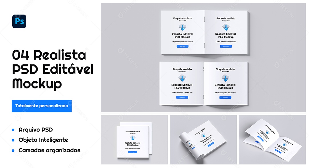 Mockup de Revista Quadrada PSD Editável