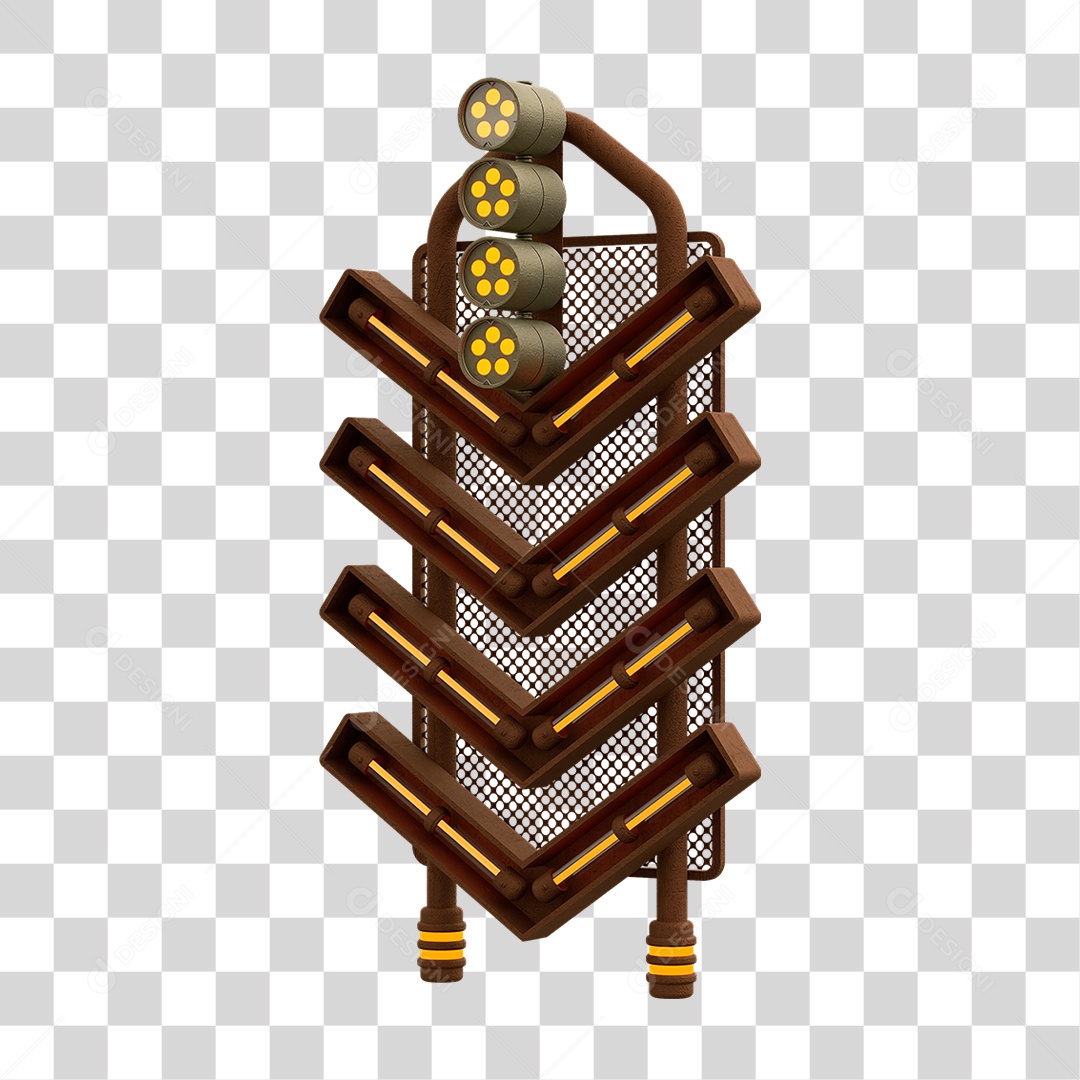 Placa Seta com Neon PNG Transparente