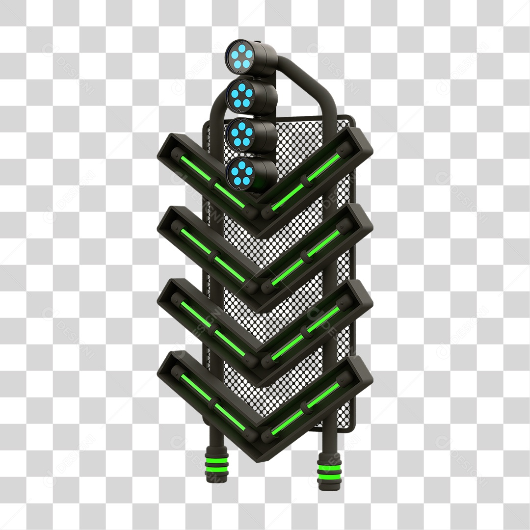 Placa Seta com Neon PNG Transparente