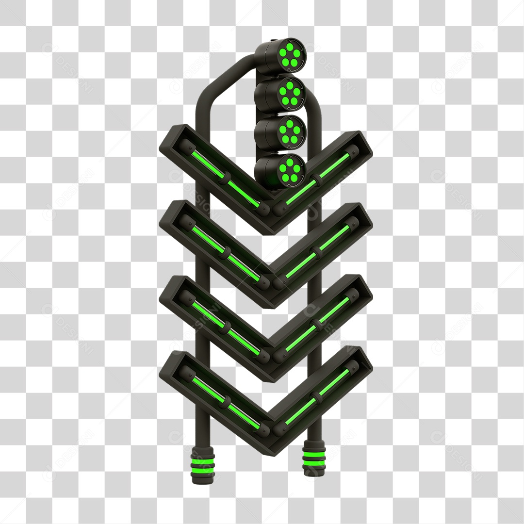 Placa Seta com Neon PNG Transparente