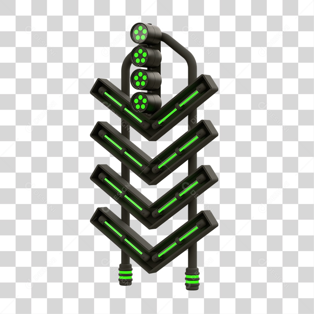 Placa Seta com Neon PNG Transparente