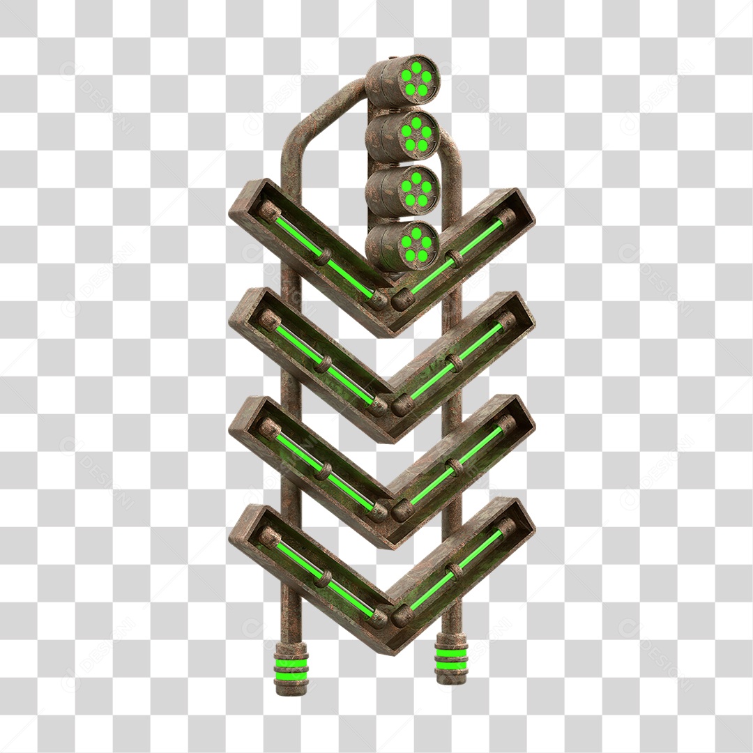 Placa Seta com Neon PNG Transparente