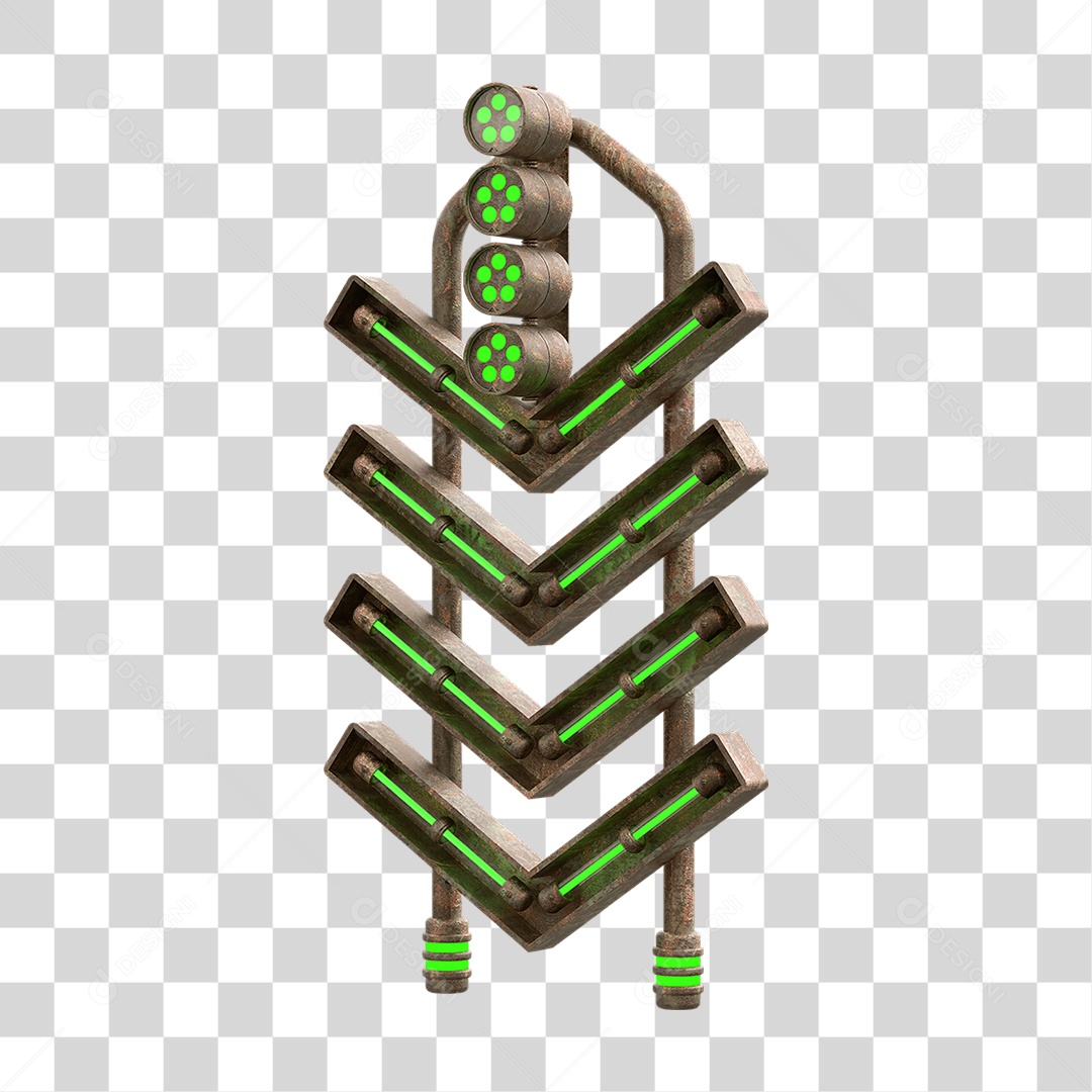 Placa Seta com Neon PNG Transparente