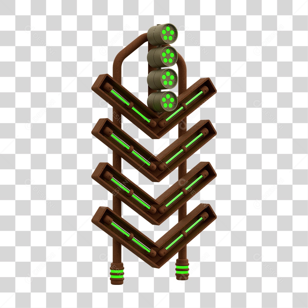 Placa Seta com Neon PNG Transparente