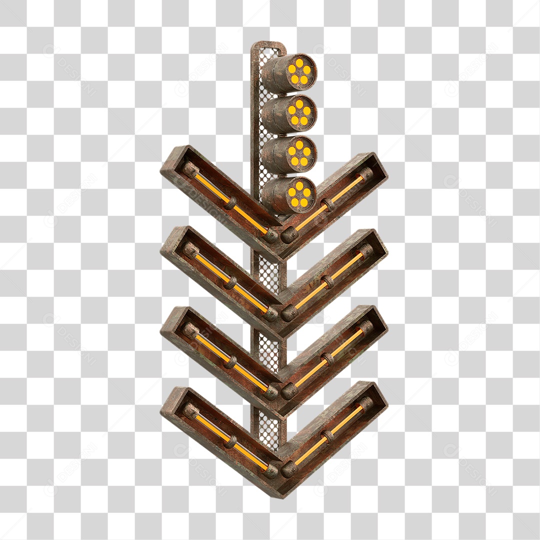 Placa Seta com Neon PNG Transparente