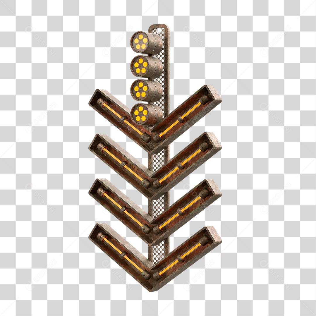 Placa Seta com Neon PNG Transparente