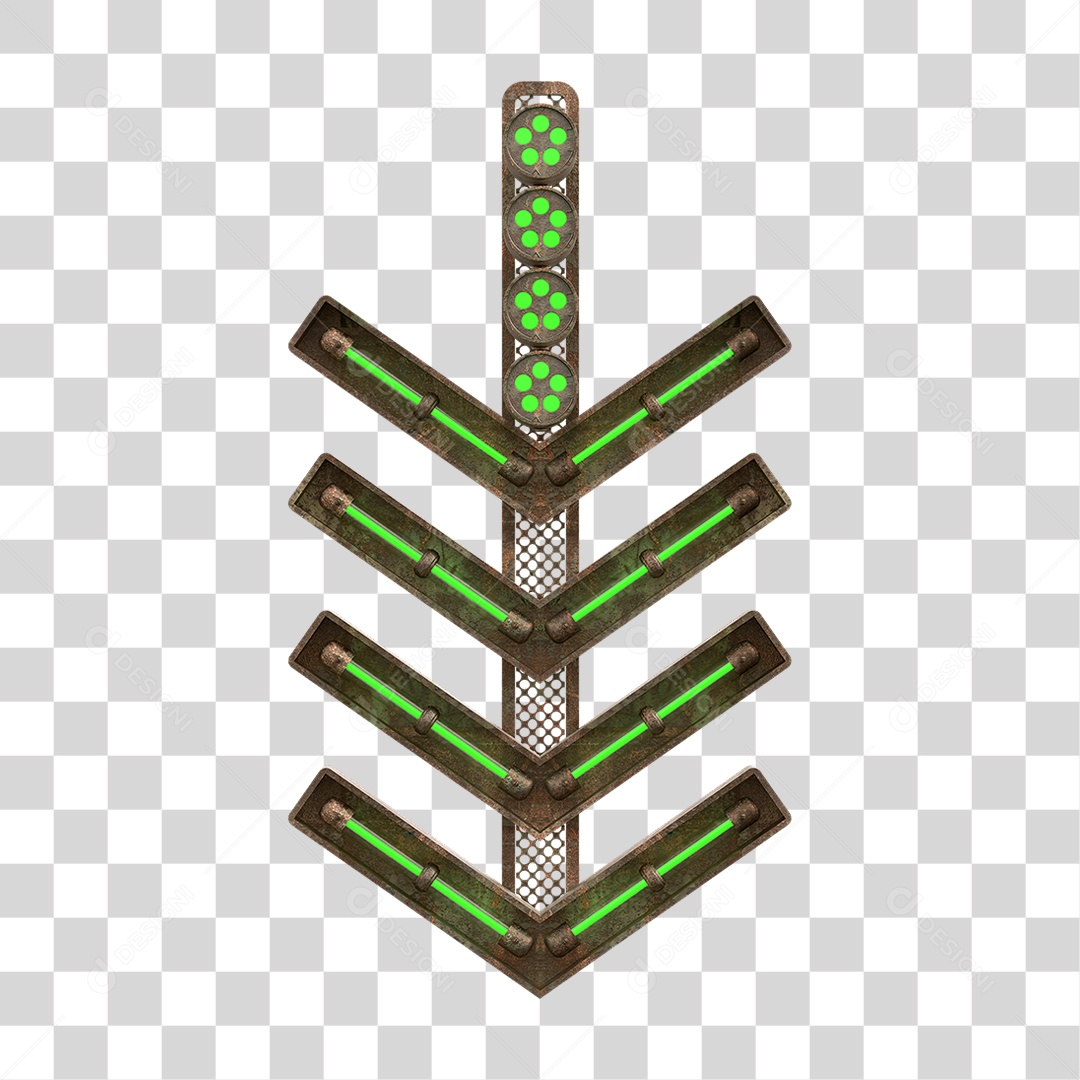 Placa Seta com Neon PNG Transparente