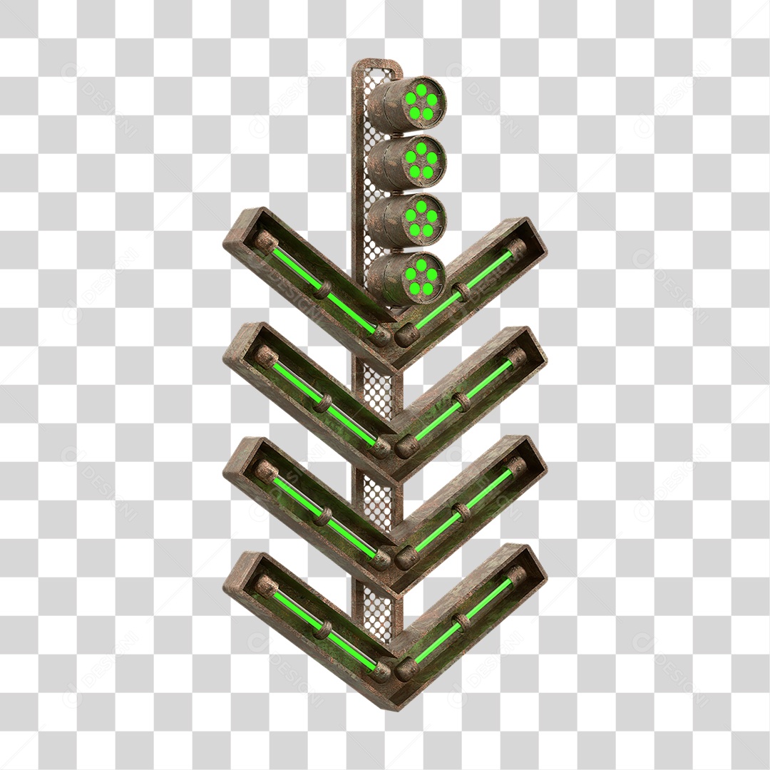 Placa Seta com Neon PNG Transparente