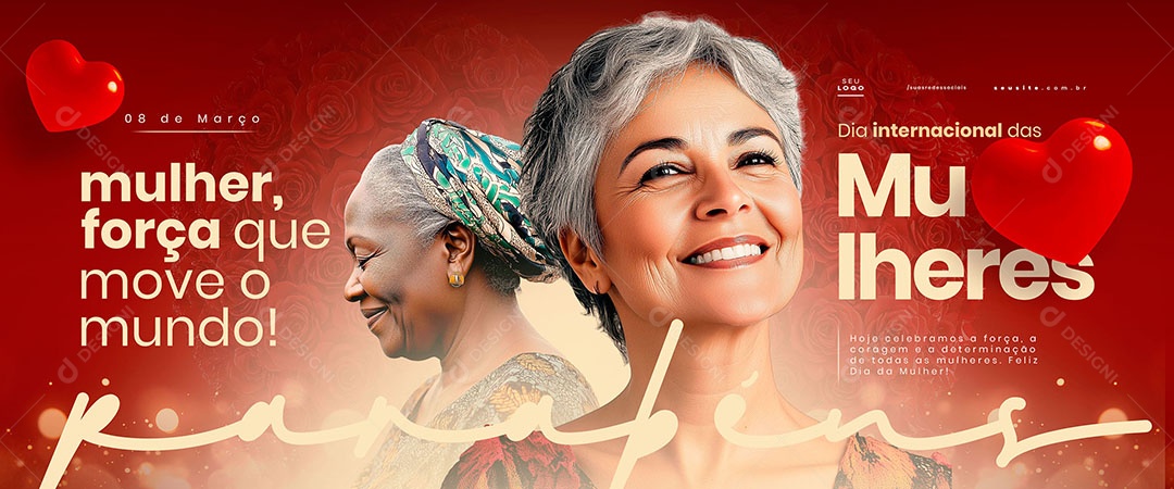 Banner Dia da Mulher 8 de Março Social Media PSD Editável