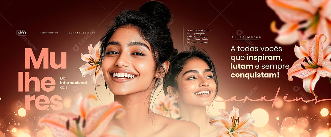 Banner Dia da Mulher 8 de Março Social Media PSD Editável