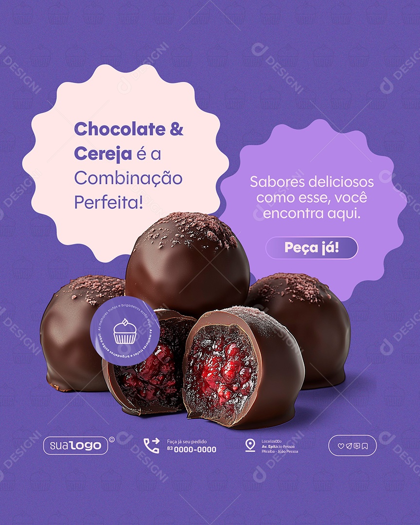 Confeitaria Sabores Deliciosos Social Media PSD Editável