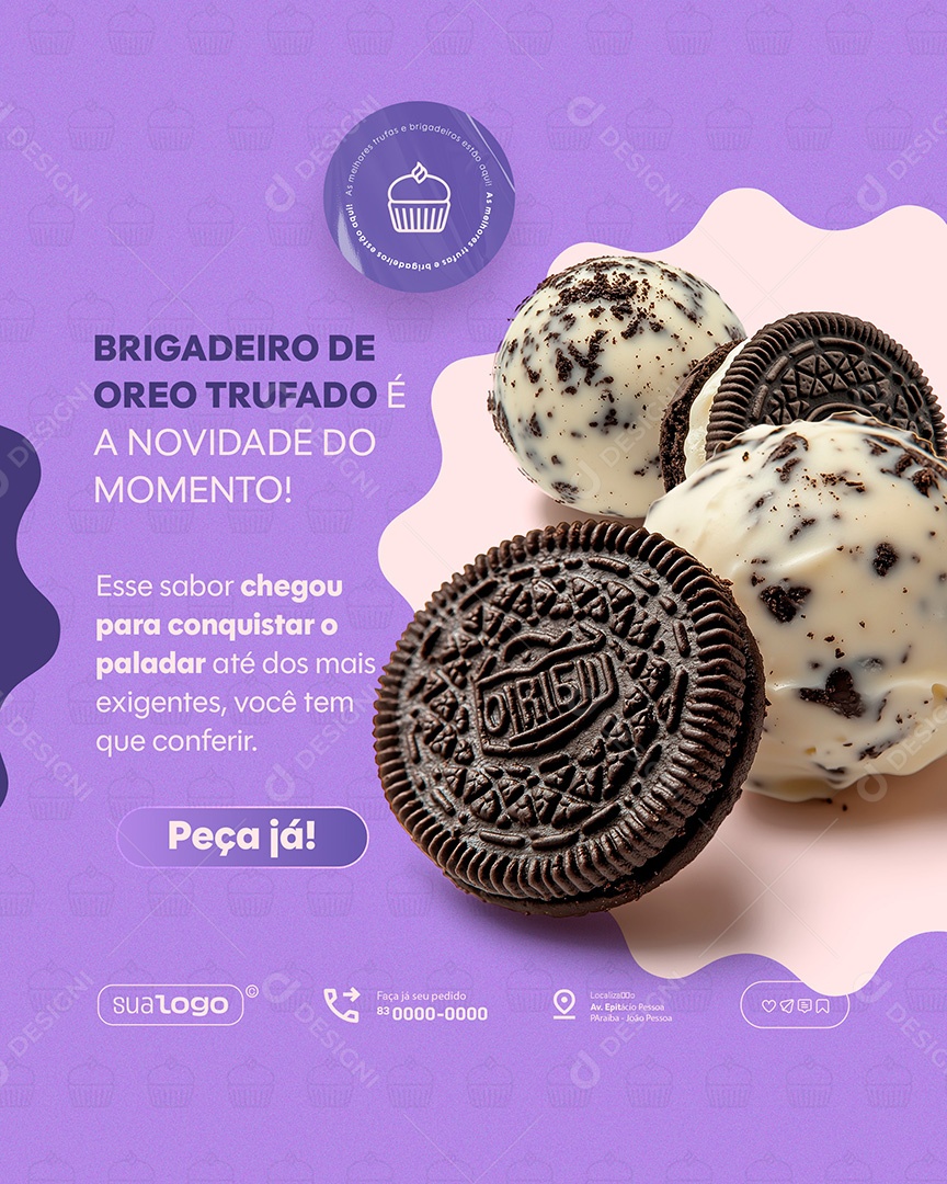 Confeitaria Brigadeiro de Oreo Trufado Social Media PSD Editável
