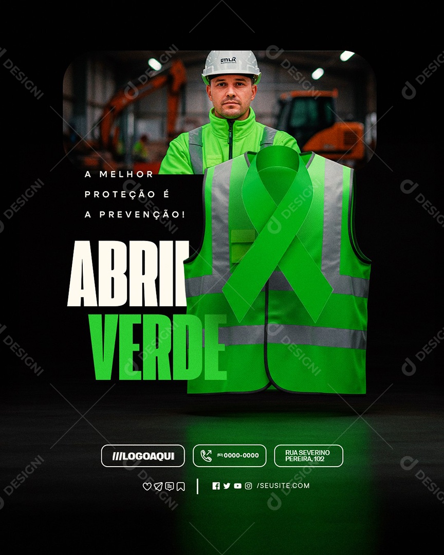 Abril Verde A Melhor Proteção é a Prevenção Social Media PSD Editável