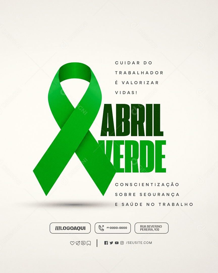 Abril Verde Cuidar do Trabalhador é Valorizar Vidas Social Media PSD Editável